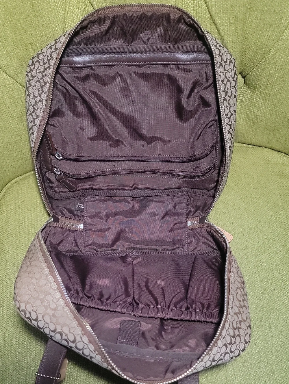 Coach Y2K Signature Cosmetic Large Bag Taupe and Tan